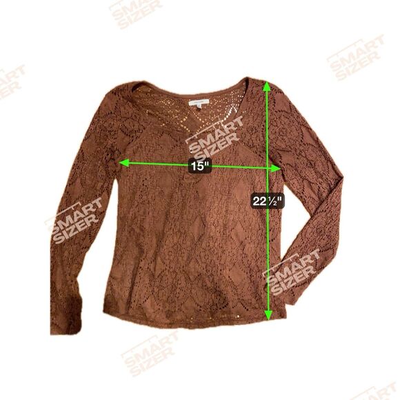 Womens Lace Henley Top Size M Brown Romantic Boho Forest Fairy Dark Coquette Y2K - Picture 5 of 12
